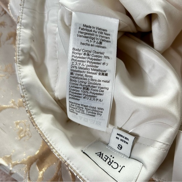 NWT J. Crew Metallic Floral A-Line Skirt Size 6 Champagne Gold Cream Office - Picture 4 of 10